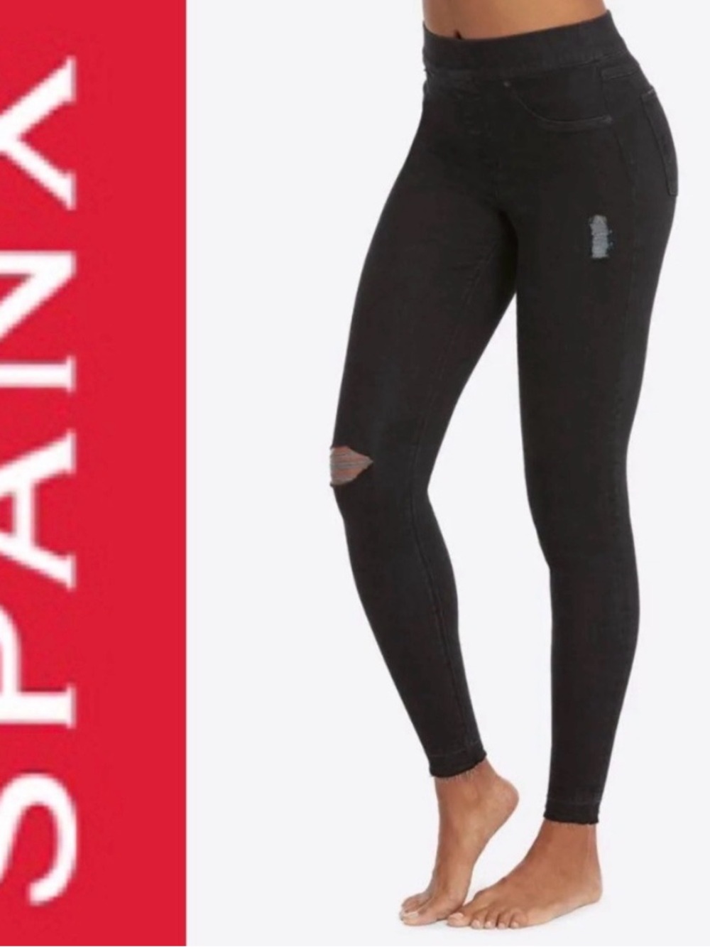 SPANX Distressed Skinny Leggings in Vintage Black